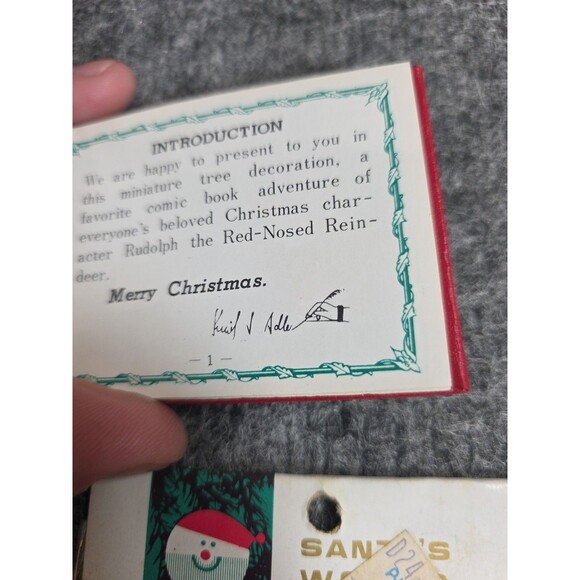 2 Miniature Book & Ornament "Rudolph The Red-Nosed Reindeer" by Kurt Adler 1980 - Picture 3 of 7